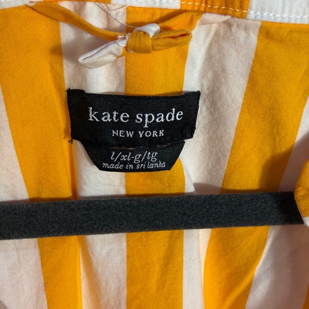 Kate Spade Yellow and White Striped Tunic Beach or Nightgown V Neck Size L/XL - Picture 2 of 6